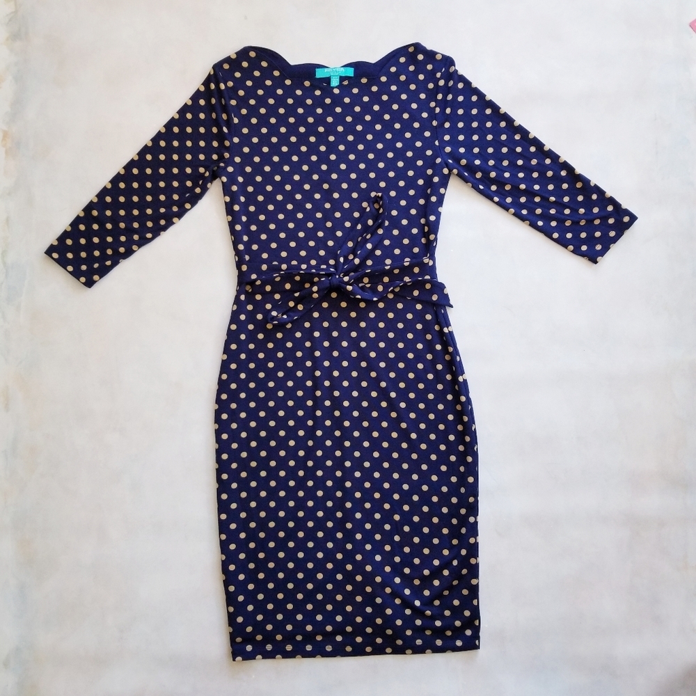 FEVER Vintage Inspired Midi Dress w/Scallop Detail
